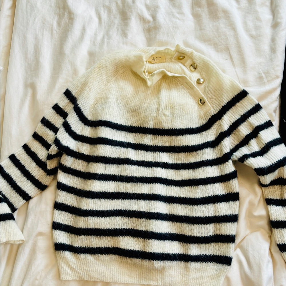 Sezane striped sweater with gold button details. Only worn once.